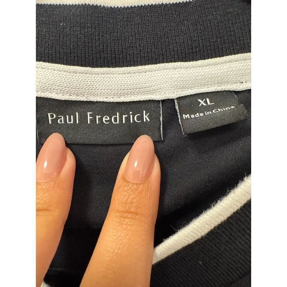 Paul Fredrick Men's XL Black/White Cotton Short Sleeve Polo Henley Tee